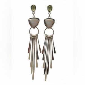 NWT Silver and Peridot Dangle Earrings with Shell Accents